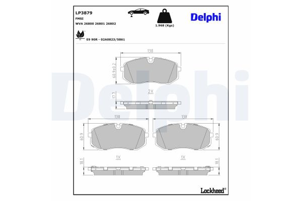 Fren Disk Balata Ön Hyundai i20 (BC3)(08.2020->)  DELPHI LP3879