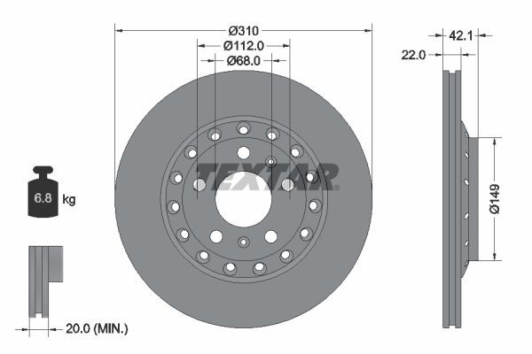 Fren Disk Ayna Arka Sağ ve Sol Volkswagen Phaeton (3D4/3D6)(11.2008->2010)  TEXTAR 92152303