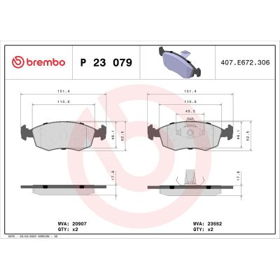 Fren Disk Balata Ön Fiat Palio (178) Weekend (1997->)  BREMBO P 23 079