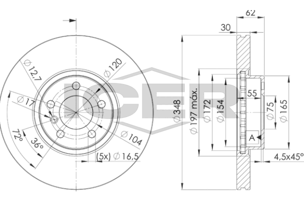 Fren Disk Ayna Ön Sağ ve Sol BMW X6 M Serisi (E71)(2009->)  MGA 50686
