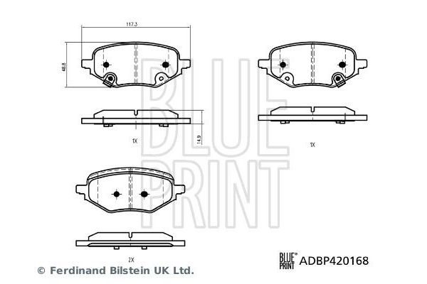 Fren Disk Balata Arka MG ZS EV (01.2021->)  BLUE PRINT ADBP420168