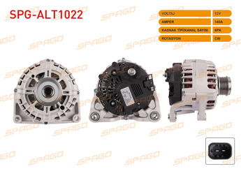 Alternatör  SPAGO ALT1022  1202310 1204621 13500329 13512750 95524810 1202316 1202332 1204622 13500586 13512748 13588301 95515962 95524963 13500856 13588303