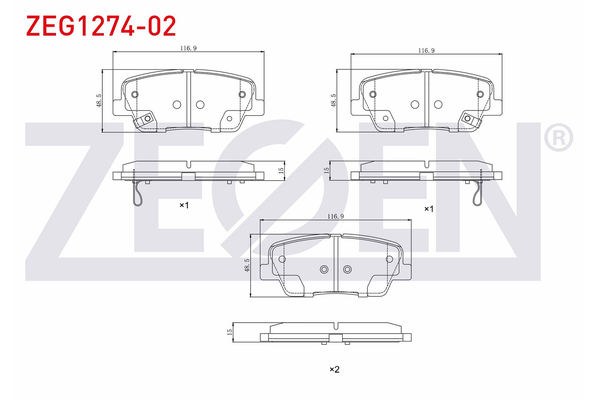 Fren Disk Balata Arka Hyundai Grand Santa Fe (NC)(2013->)  ZEGEN ZEG1274-02