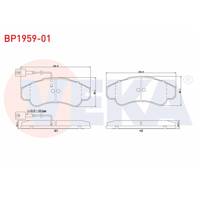Fren Disk Balata Ön Citroen Jumper Kamyonet (01.2002->)  VEKA BP1959-01