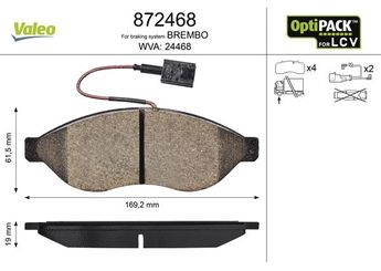 Fren Disk Balata Ön VALEO 872468  1611457380 1682313180 77366018 425354 425357 425462 1623842480 4253.54 425356 4253-56 4254-62 4253-57