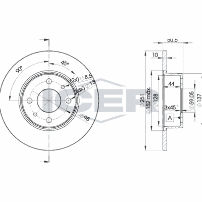 Fren Disk Ayna Arka Sağ ve Sol Fiat Linea (110)(2007->)  WALBURG WBD1381C