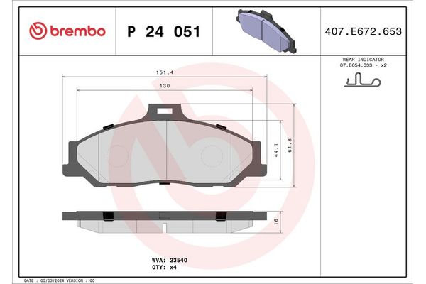 Fren Disk Balata Ön BREMBO P 24 051
