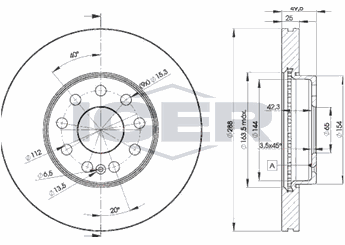 Fren Disk Ayna Ön Sağ ve Sol EUROREPAR 1618879280  1K0615301T JZW615301J 1K0615301K 5C0615301A 5Q0615301H 5C0615301D 1K0 615 301 K 1K0 615 301 T 1K0615301AB 1K0 615 301 AB 5C0 615 301 A 5Q0 615 301 H