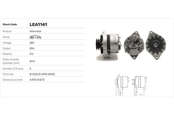 Alternatör  Citroen C15 (02.1985->)  LUCAS ELEKTRIK LEA1141