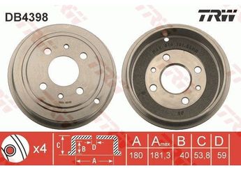 Kampana Arka Sağ veya Sol TRW DB4398  51900803 0000051900803 46819776 51863509 51863510 51900802 7599325 7750119 1541801 9S511113AA 9S51-1113-AA