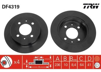 Fren Disk Ayna Arka Sağ ve Sol MGA 50280  MB857762 MB857763 MR249357
