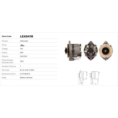 Alternatör  LUCAS ELEKTRIK LEA0418