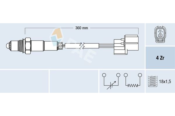 Oksijen (Lambda) Sensörü  Honda Accord (CB/CC)(10.1989->)  FAE 77375