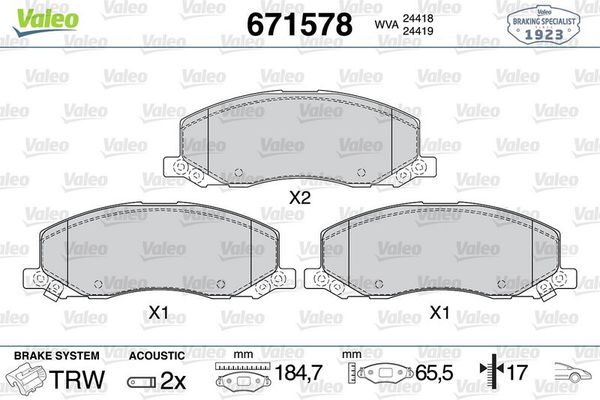 Fren Disk Balata Ön Opel Insignia A (2008->)  VALEO 671578