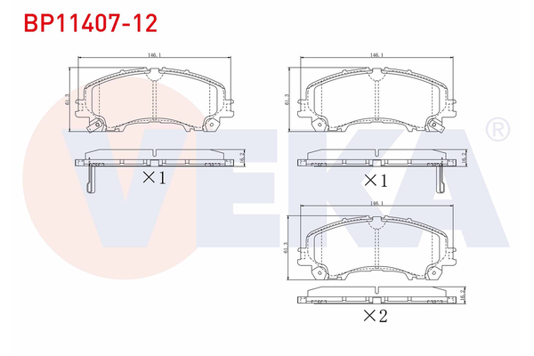 Fren Disk Balata Ön Nissan X-Trail (T32)(04.2014->)  VEKA BP11407-12