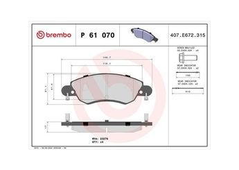 Fren Disk Balata Ön MAGNETI MARELLI 363700461070  1617274180 1624233980 425214 425287 E172223