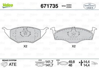 Fren Disk Balata Ön VALEO 671735  6E0698151