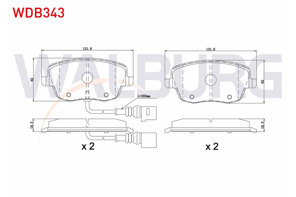 Fren Disk Balata Ön Volkswagen Polo IV (9N3)(04.2005->2009)  WALBURG WDB343