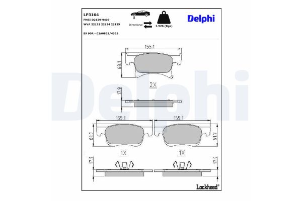 Fren Disk Balata Ön Opel Adam (2012->)  DELPHI LP3164