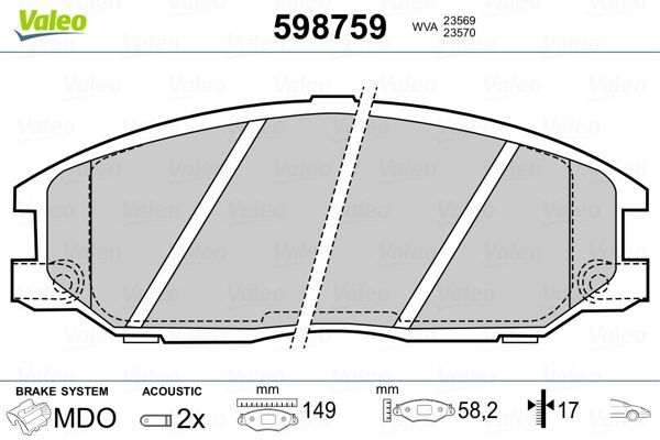Fren Disk Balata Ön Hyundai XG (09.1998->)  VALEO 598759