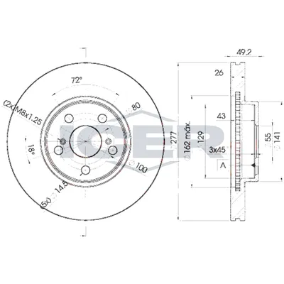 Fren Disk Ayna Ön Sağ ve Sol Toyota Avensis Combi (T25)(2003->)  FROW 551.1101.076