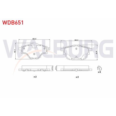 Fren Disk Balata Arka Opel Astra L HB / Astra-e L HB (2021->)  WALBURG WDB651