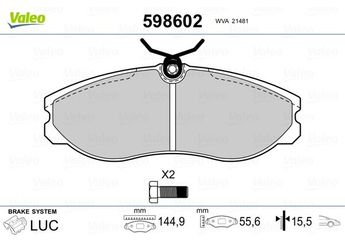Fren Disk Balata Ön VALEO 598602  1203933 1495951 1954460 1956495 1957042 1L4J2K021AA 1L4J-2K021-AA 1L4J2K021AB 1L4J-2K021-AB 410600F025 41060-0F025 410602X825 41060-2X825 410609C125 41060-9C125 410609C525 41060-9C525 410609C526 41060-9C526 D10602X80A D1060-2X80A
