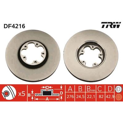 Fren Disk Ayna Ön Sağ ve Sol TRW DF4216