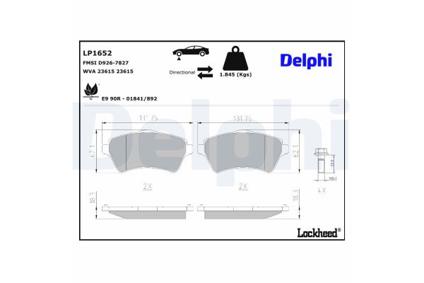 Fren Disk Balata Ön Land Rover Freelander 1 (LN)(09.2002->)  DELPHI LP1652