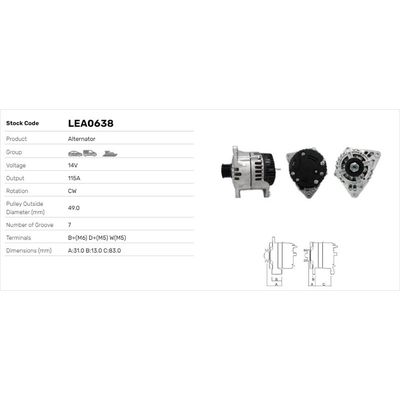 Alternatör  LUCAS ELEKTRIK LEA0638