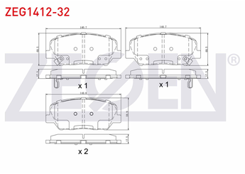 Fren Disk Balata Ön ZEGEN ZEG1412-32   581012MA00 581012TA20 58101A6A20 58101-2MA00 581012VA70 58101-2VA70 58101A6A75 58101-A6A75 58101A7A20 58101-A7A20 581012TA61 58101-2TA61 58101A6A70 58101-A6A70