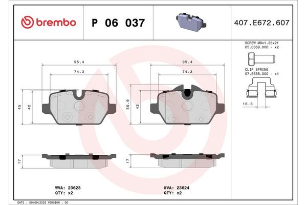Fren Disk Balata Arka BREMBO P 06 037
