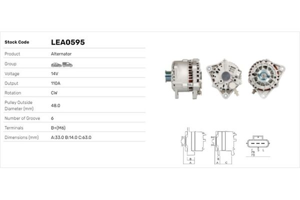 Alternatör  LUCAS ELEKTRIK LEA0595