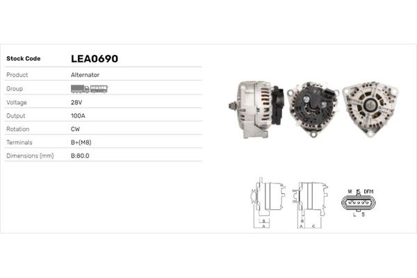 Alternatör  LUCAS ELEKTRIK LEA0690