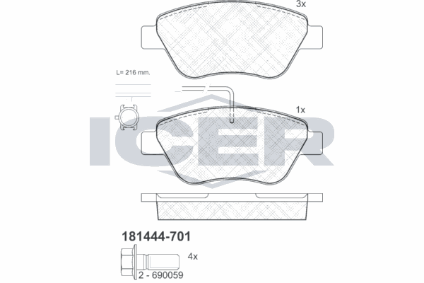 Fren Disk Balata Ön Fiat Bravo (198)(03.2007->)  OTOZONE FDO2000-R1