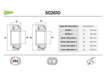 Teker Rulmanı Arka Sağ veya Sol VALEO 502610  7162243 46393175 7162191 1101597 81934200295 29816605 0029816605 159810905 209811905 29811305 69815605 79810405 79811405 79812105 79813305 79815605 9819002 A0009819002 A0029811305 A0029816605 A0069815605 A0079810405 A0079811405 A0079812105 A0079813305 A0079815605 A0159810905 A0209811905 4421378 95507285 432105162R 5000389250 5000392237 5000685959 293501319 2D0501319B