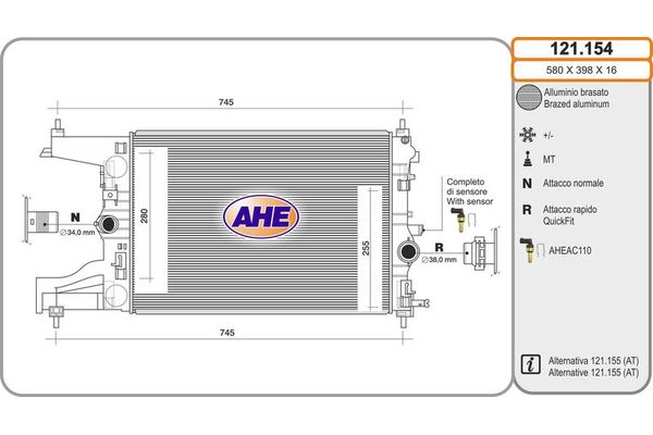 Su Radyatörü  Opel Astra J HB (12.2009->)  MAHLE CR 416 000P