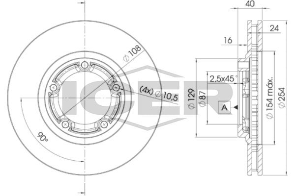 Fren Disk Ayna Ön Sağ ve Sol Hyundai H-1 (->2008)  WALBURG WBD1087D