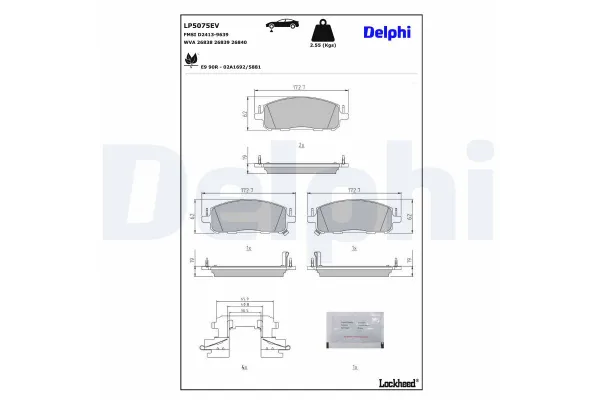 Fren Disk Balata Ön Nissan Ariya (06.2022->)  DELPHI LP5075EV