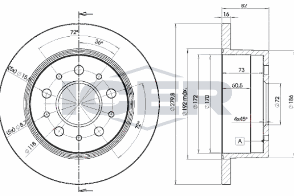 Fren Disk Ayna Arka Sağ ve Sol Fiat Ducato P.Van 10 (03.1994->)  BSG 25-210-021