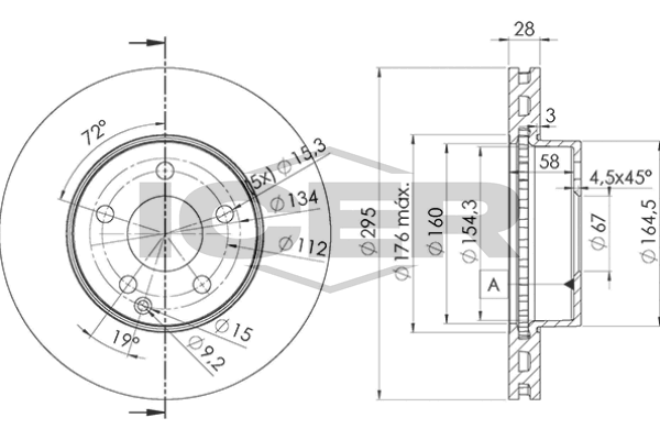 Fren Disk Ayna Ön Sağ ve Sol Mercedes SLK -Serisi Roadster (BM 172)(12.2010->)  MGA 50699