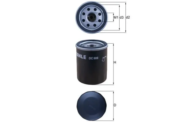 Yağ Filtresi  Fiat Fiorino (225) Cargo/Combimix (2008->)  MAHLE OC 986
