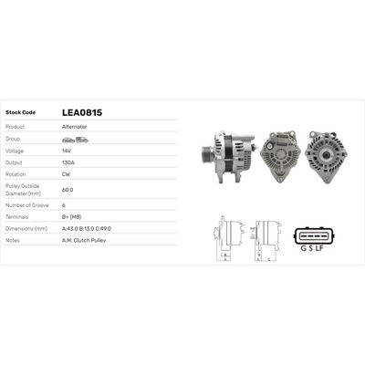 Alternatör  Mitsubishi ASX (GA0W)(2010->)  LUCAS ELEKTRIK LEA0815