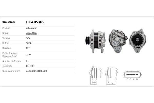Alternatör  Mitsubishi Pajero (V80/V90)(2007->)  LUCAS ELEKTRIK LEA0945