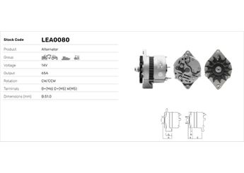 Alternatör  LUCAS ELEKTRIK LEA0080  C000900010150 3921009 3921009X A186125 A187873 3E7285 3E7295 6005706657 3604448RX 360448RX 3911248 3920679 39206791 69X56677B AT173624 RE509106 RE553516 SE501387 SE501835 50303786 10120160 B512112 1911983 01911983 1912326 01912326 TY6799