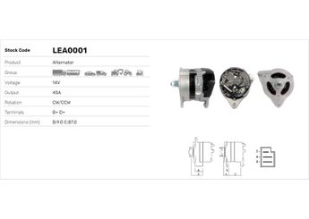 Alternatör  LUCAS ELEKTRIK LEA0001  LEA0001 1504563 1537179 5003897 5010555 69EB10346AD 703F10346AA 71BB10300AA 74DB10436A 76BB10300EA 76BB10300ED 77FB10300FA 77FB10300FB D2000E10346A C37221 3637261R91 AH2140B14 7212451 23802R 2871611 2871613 2871615 2871619 2871A103 2871A105 2871A107 2871A116 2871A118 2871A132 2871A134 2871A136 2873179 6005003145 6005007750 6005700083 7700010614 7700017032 7701028801 ADU1991 ADU5440 ADU5444 GXE2211 PRC2667 PRC4285