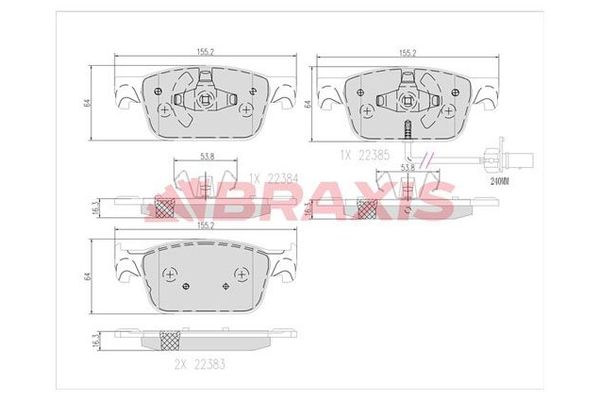 Fren Disk Balata Ön Audi A5 Cabriolet (F5E)(10.2019->)  BRAXIS AA0662
