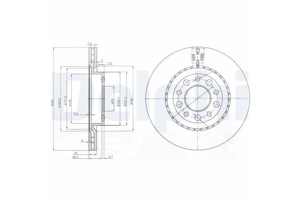 Fren Disk Ayna Arka Sağ ve Sol Alfa Romeo Brera (177)(2005->)  DELPHI BG3995