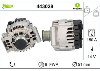 Alternatör  VALEO 443028  9822230780 9822231380
