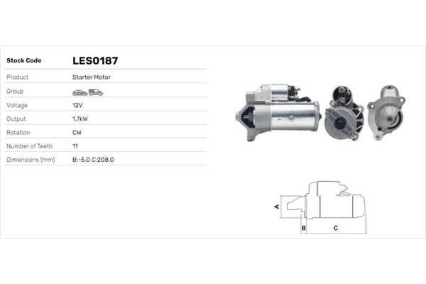 Marş Dinamosu  Peugeot 4007 (06.2007->)  LUCAS ELEKTRIK LES0187